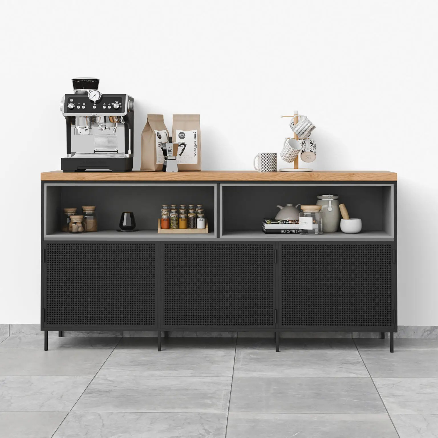 יחידת אחסון ממתכת בשילוב עץ RAYA