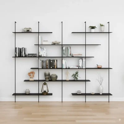 ספריות מתכת בשילוב עץ